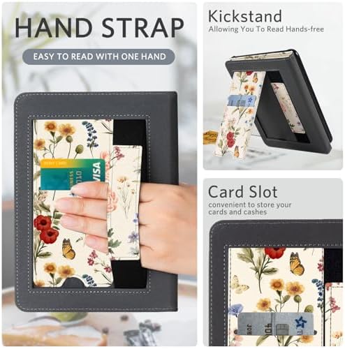 CoBak Case with Stand for Kindle Paperwhite 12th Gen 2024 Released  7  & Kindle Colorsoft Signature Edition   Durable PU Leather Cover with Auto Sleep Wake  Card Slot  Hand Strap Feature  Sage Green