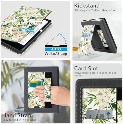 CoBak Case with Stand for Kindle Paperwhite 12th Gen 2024 Released  7  & Kindle Colorsoft Signature Edition   Durable PU Leather Cover with Auto Sleep Wake  Card Slot  Hand Strap Feature  Sage Green