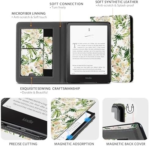 CoBak Case with Stand for Kindle Paperwhite 12th Gen 2024 Released  7  & Kindle Colorsoft Signature Edition   Durable PU Leather Cover with Auto Sleep Wake  Card Slot  Hand Strap Feature  Sage Green