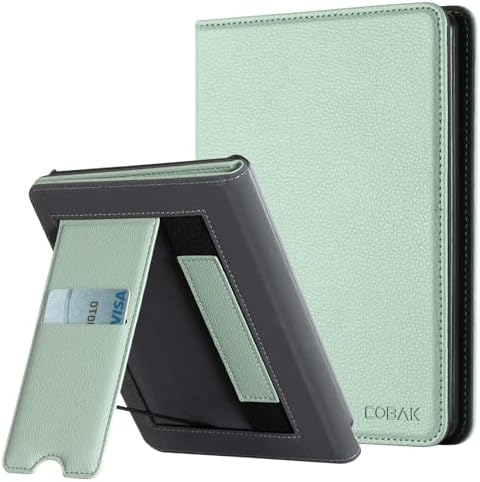 CoBak Case with Stand for Kindle Paperwhite 12th Gen 2024 Released  7  & Kindle Colorsoft Signature Edition   Durable PU Leather Cover with Auto Sleep Wake  Card Slot  Hand Strap Feature  Sage Green