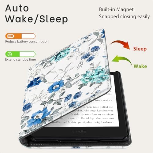 CoBak Case with Stand for Kindle Paperwhite 12th Gen 2024 Released  7  & Kindle Colorsoft Signature Edition   Durable PU Leather Cover with Auto Sleep Wake  Card Slot  Hand Strap Feature  Sage Green