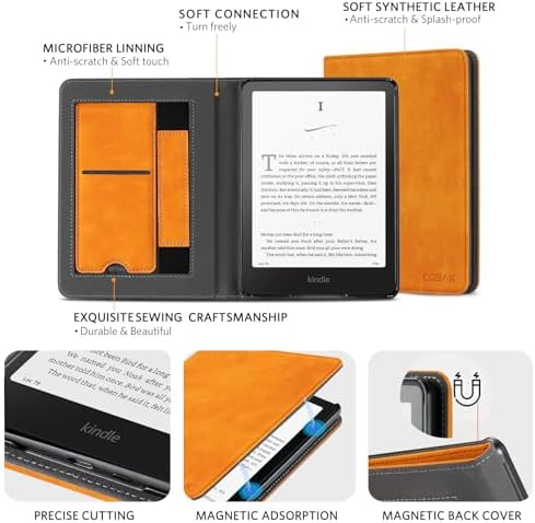 CoBak Case with Stand for Kindle Paperwhite 12th Gen 2024 Released  7  & Kindle Colorsoft Signature Edition   Durable PU Leather Cover with Auto Sleep Wake  Card Slot  Hand Strap Feature  Sage Green
