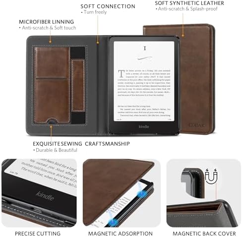 CoBak Case with Stand for Kindle Paperwhite 12th Gen 2024 Released  7  & Kindle Colorsoft Signature Edition   Durable PU Leather Cover with Auto Sleep Wake  Card Slot  Hand Strap Feature  Sage Green