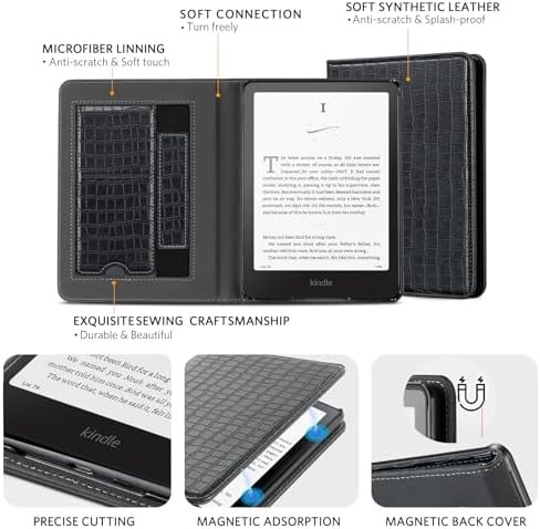 CoBak Case with Stand for Kindle Paperwhite 12th Gen 2024 Released  7  & Kindle Colorsoft Signature Edition   Durable PU Leather Cover with Auto Sleep Wake  Card Slot  Hand Strap Feature  Sage Green