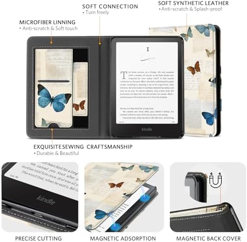 CoBak Case with Stand for Kindle Paperwhite 12th Gen 2024 Released  7  & Kindle Colorsoft Signature Edition   Durable PU Leather Cover with Auto Sleep Wake  Card Slot  Hand Strap Feature  Sage Green