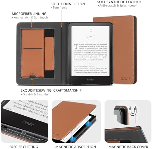 CoBak Case with Stand for Kindle Paperwhite 12th Gen 2024 Released  7  & Kindle Colorsoft Signature Edition   Durable PU Leather Cover with Auto Sleep Wake  Card Slot  Hand Strap Feature  Sage Green