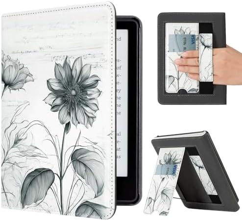 CoBak Case with Stand for Kindle Paperwhite 12th Gen 2024 Released  7  & Kindle Colorsoft Signature Edition   Durable PU Leather Cover with Auto Sleep Wake  Card Slot  Hand Strap Feature  Sage Green