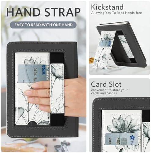 CoBak Case with Stand for Kindle Paperwhite 12th Gen 2024 Released  7  & Kindle Colorsoft Signature Edition   Durable PU Leather Cover with Auto Sleep Wake  Card Slot  Hand Strap Feature  Sage Green