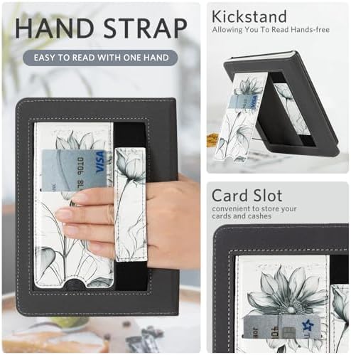 CoBak Case with Stand for Kindle Paperwhite 12th Gen 2024 Released  7  & Kindle Colorsoft Signature Edition   Durable PU Leather Cover with Auto Sleep Wake  Card Slot  Hand Strap Feature  Sage Green