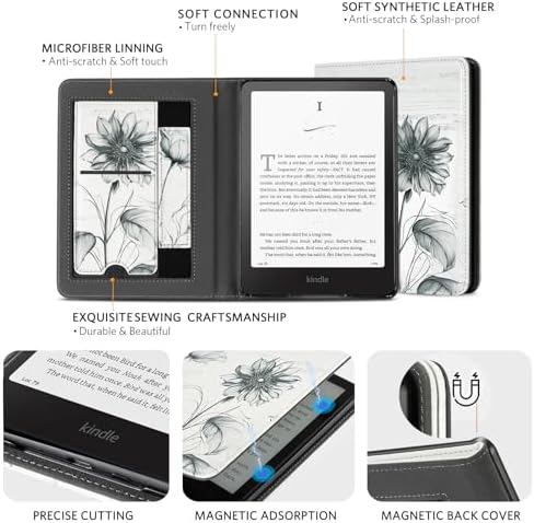 CoBak Case with Stand for Kindle Paperwhite 12th Gen 2024 Released  7  & Kindle Colorsoft Signature Edition   Durable PU Leather Cover with Auto Sleep Wake  Card Slot  Hand Strap Feature  Sage Green