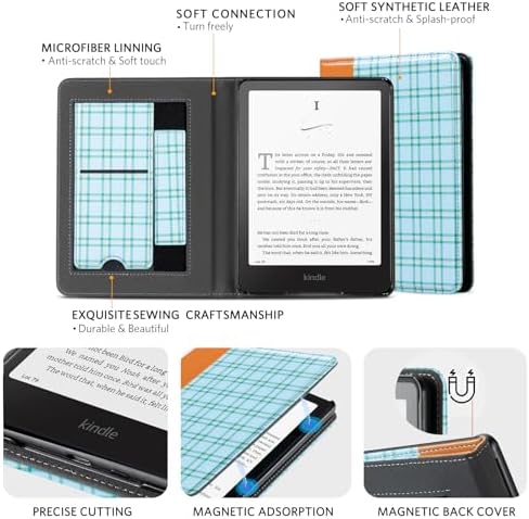 CoBak Case with Stand for Kindle Paperwhite 12th Gen 2024 Released  7  & Kindle Colorsoft Signature Edition   Durable PU Leather Cover with Auto Sleep Wake  Card Slot  Hand Strap Feature  Sage Green