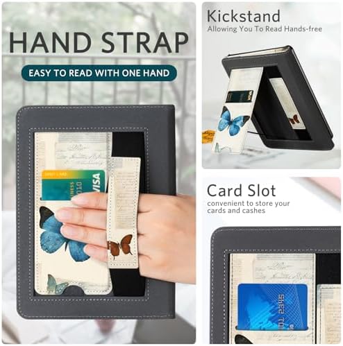 CoBak Case with Stand for Kindle Paperwhite 12th Gen 2024 Released  7  & Kindle Colorsoft Signature Edition   Durable PU Leather Cover with Auto Sleep Wake  Card Slot  Hand Strap Feature  Sage Green