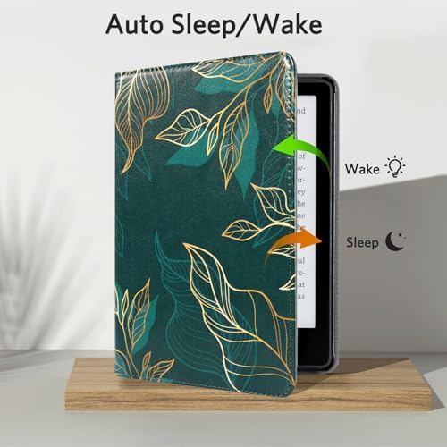 CoBak Case with Stand for Kindle Paperwhite 12th Gen 2024 Released  7  & Kindle Colorsoft Signature Edition   Durable PU Leather Cover with Auto Sleep Wake  Card Slot  Hand Strap Feature  Sage Green