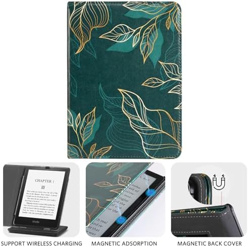CoBak Case with Stand for Kindle Paperwhite 12th Gen 2024 Released  7  & Kindle Colorsoft Signature Edition   Durable PU Leather Cover with Auto Sleep Wake  Card Slot  Hand Strap Feature  Sage Green