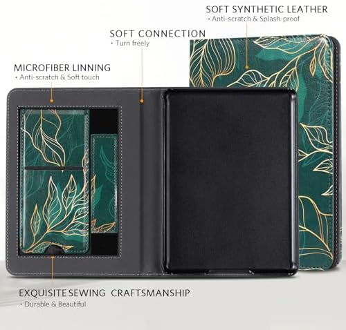 CoBak Case with Stand for Kindle Paperwhite 12th Gen 2024 Released  7  & Kindle Colorsoft Signature Edition   Durable PU Leather Cover with Auto Sleep Wake  Card Slot  Hand Strap Feature  Sage Green