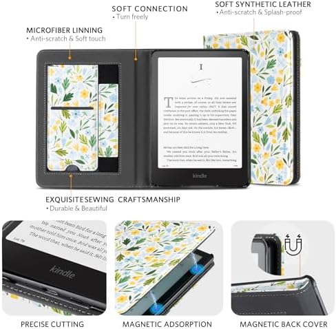 CoBak Case with Stand for Kindle Paperwhite 12th Gen 2024 Released  7  & Kindle Colorsoft Signature Edition   Durable PU Leather Cover with Auto Sleep Wake  Card Slot  Hand Strap Feature  Sage Green