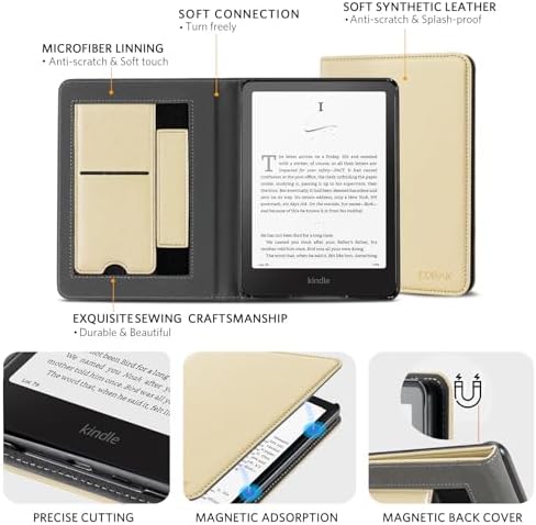 CoBak Case with Stand for Kindle Paperwhite 12th Gen 2024 Released  7  & Kindle Colorsoft Signature Edition   Durable PU Leather Cover with Auto Sleep Wake  Card Slot  Hand Strap Feature  Sage Green