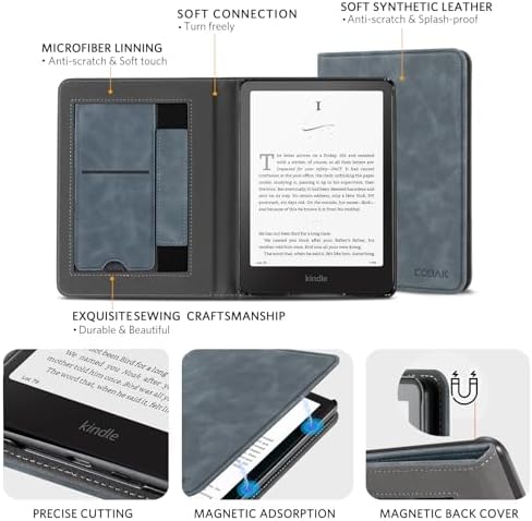 CoBak Case with Stand for Kindle Paperwhite 12th Gen 2024 Released  7  & Kindle Colorsoft Signature Edition   Durable PU Leather Cover with Auto Sleep Wake  Card Slot  Hand Strap Feature  Sage Green