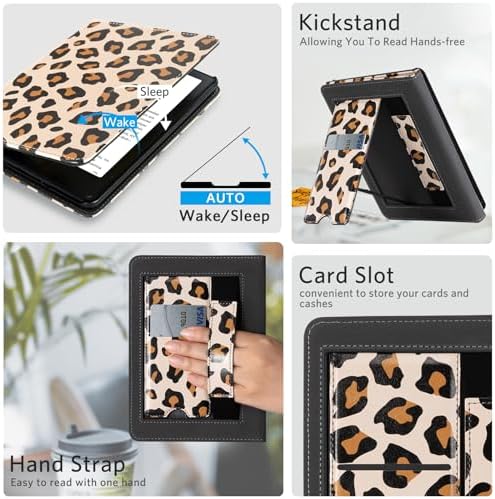 CoBak Case with Stand for Kindle Paperwhite 12th Gen 2024 Released  7  & Kindle Colorsoft Signature Edition   Durable PU Leather Cover with Auto Sleep Wake  Card Slot  Hand Strap Feature  Sage Green