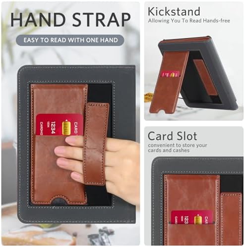 CoBak Case with Stand for Kindle Paperwhite 12th Gen 2024 Released  7  & Kindle Colorsoft Signature Edition   Durable PU Leather Cover with Auto Sleep Wake  Card Slot  Hand Strap Feature  Sage Green