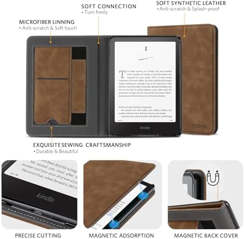 CoBak Case with Stand for Kindle Paperwhite 12th Gen 2024 Released  7  & Kindle Colorsoft Signature Edition   Durable PU Leather Cover with Auto Sleep Wake  Card Slot  Hand Strap Feature  Sage Green