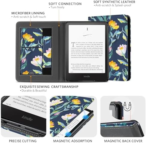 CoBak Case with Stand for Kindle Paperwhite 12th Gen 2024 Released  7  & Kindle Colorsoft Signature Edition   Durable PU Leather Cover with Auto Sleep Wake  Card Slot  Hand Strap Feature  Sage Green