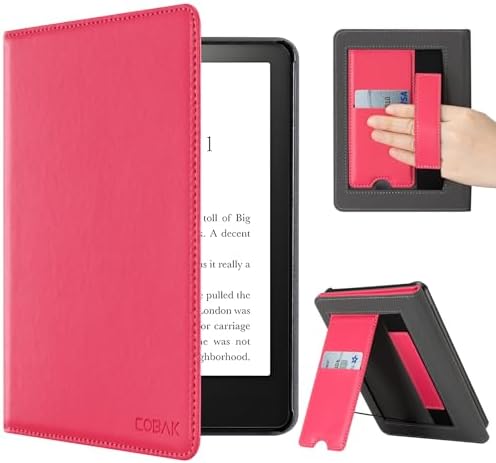 CoBak Case with Stand for Kindle Paperwhite 12th Gen 2024 Released  7  & Kindle Colorsoft Signature Edition   Durable PU Leather Cover with Auto Sleep Wake  Card Slot  Hand Strap Feature  Sage Green
