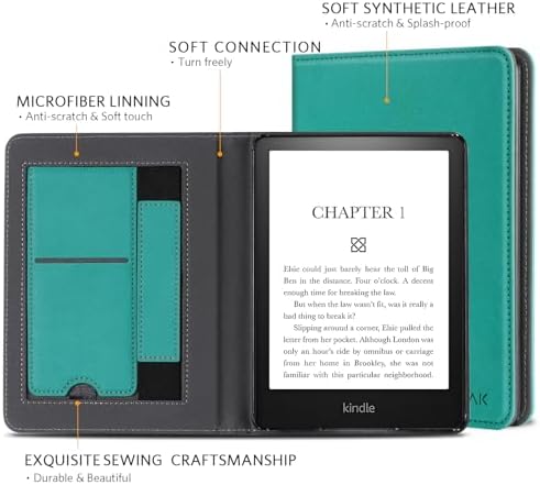 CoBak Case with Stand for Kindle Paperwhite 12th Gen 2024 Released  7  & Kindle Colorsoft Signature Edition   Durable PU Leather Cover with Auto Sleep Wake  Card Slot  Hand Strap Feature  Sage Green