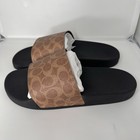 Coach Signature Logo Canvas Pool Slide Sandals Tan Men s US Size 10 D