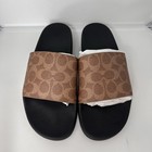 Coach Signature Logo Canvas Pool Slide Sandals Tan Men s US Size 10 D