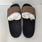 Coach Signature Logo Canvas Pool Slide Sandals Tan Men s US Size 10 D
