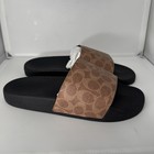 Coach Signature Logo Canvas Pool Slide Sandals Tan Men s US Size 10 D