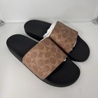 Coach Signature Logo Canvas Pool Slide Sandals Tan Men s US Size 10 D