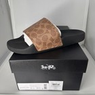 Coach Signature Logo Canvas Pool Slide Sandals Tan Men s US Size 10 D