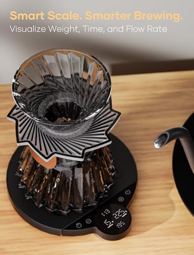 Cocinare Balance Lite Coffee Scale with Timer  3kg/0 1g Precision Digital Scale for Pour Over  Espresso & Drip  3 Brewing Modes  Assist  Weigh  Competition   Adjustable Ratios & Flow Rate  Black