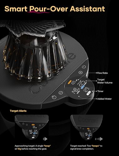 Cocinare Balance Lite Coffee Scale with Timer  3kg/0 1g Precision Digital Scale for Pour Over  Espresso & Drip  3 Brewing Modes  Assist  Weigh  Competition   Adjustable Ratios & Flow Rate  Black