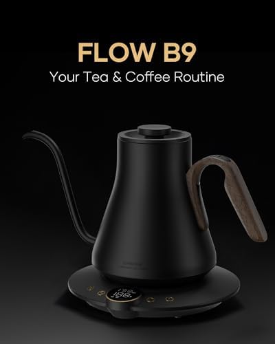 Cocinare Gooseneck Electric Kettle   1 F Precise Temperature Control  1500W Fast Heating  Pour Over Coffee & Tea Kettle with Brew Timer & Keep Warm  Stainless Steel  0 9L  Goya Walnut 