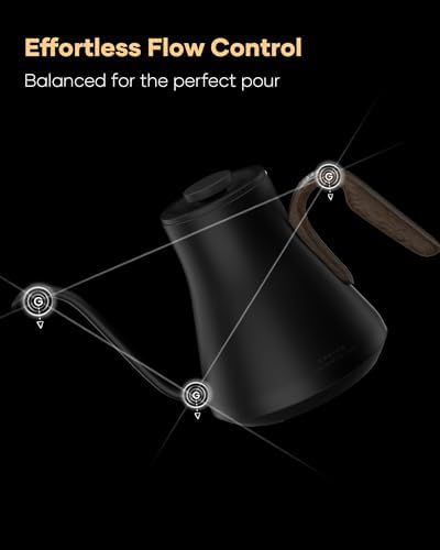 Cocinare Gooseneck Electric Kettle   1 F Precise Temperature Control  1500W Fast Heating  Pour Over Coffee & Tea Kettle with Brew Timer & Keep Warm  Stainless Steel  0 9L  Goya Walnut 
