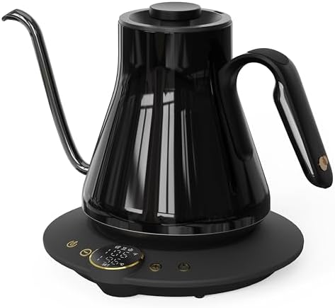 Cocinare Gooseneck Electric Kettle   1 F Precise Temperature Control  1500W Fast Heating  Pour Over Coffee & Tea Kettle with Brew Timer & Keep Warm  Stainless Steel  0 9L  Goya Walnut 