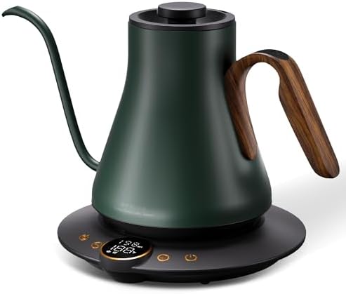 Cocinare Gooseneck Electric Kettle   1 F Precise Temperature Control  1500W Fast Heating  Pour Over Coffee & Tea Kettle with Brew Timer & Keep Warm  Stainless Steel  0 9L  Goya Walnut 
