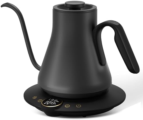 Cocinare Gooseneck Electric Kettle   1 F Precise Temperature Control  1500W Fast Heating  Pour Over Coffee & Tea Kettle with Brew Timer & Keep Warm  Stainless Steel  0 9L  Goya Walnut 