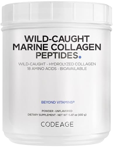 Codeage Marine Collagen Powder   Wild Caught Hydrolyzed Fish Collagen Peptides   Type 1 & 3 Collagen Protein Supplement   Amino Acids for Skin  Hair  Nails   Paleo Friendly  Non GMO  15 87 Ounces