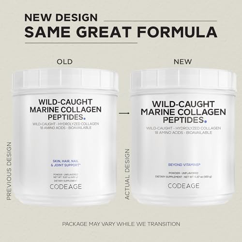Codeage Marine Collagen Powder   Wild Caught Hydrolyzed Fish Collagen Peptides   Type 1 & 3 Collagen Protein Supplement   Amino Acids for Skin  Hair  Nails   Paleo Friendly  Non GMO  15 87 Ounces