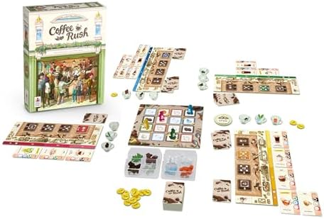 Coffee Rush Board Game   Brew Up Success in a Quick  Addictive  and Fun Coffee Adventure  Strategy Game for Kids & Adults  Ages 8   2 4 Players  30 Minute Playtime