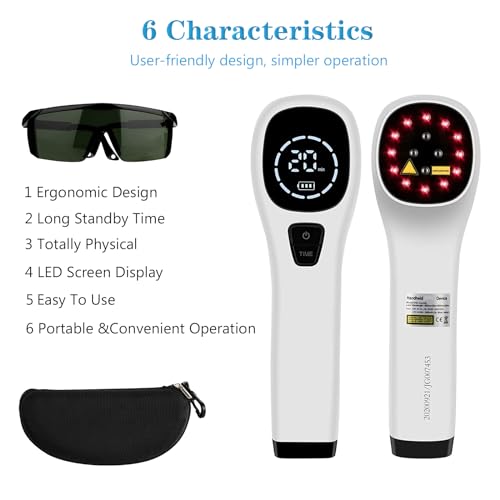 ColdL Red Light Device for Body  Near Infrared Light Wand for Joint Muscle Reliefwith LED Display  12 x 650nm 4 x 808nm 