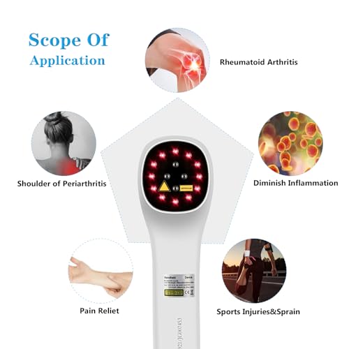 ColdL Red Light Device for Body  Near Infrared Light Wand for Joint Muscle Reliefwith LED Display  12 x 650nm 4 x 808nm 