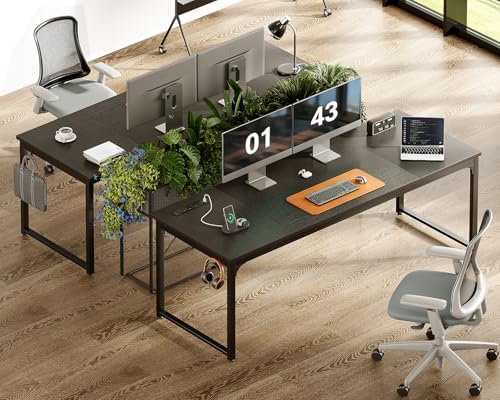 Coleshome 71 Inch Computer Desk with USB Ports  Large Office Desk  Long Study Student Writing Desk  Rustic Brown