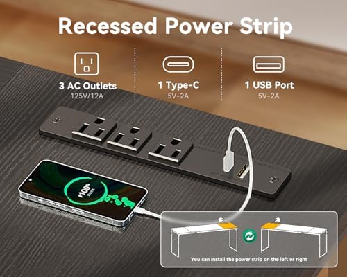 Coleshome 71 Inch Computer Desk with USB Ports  Large Office Desk  Long Study Student Writing Desk  Rustic Brown