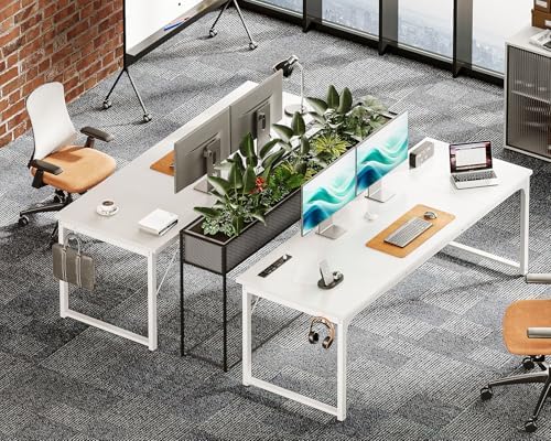 Coleshome 71 Inch Computer Desk with USB Ports  Large Office Desk  Long Study Student Writing Desk  Rustic Brown