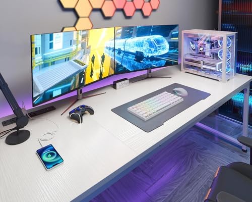 Coleshome 71 Inch Computer Desk with USB Ports  Large Office Desk  Long Study Student Writing Desk  Rustic Brown